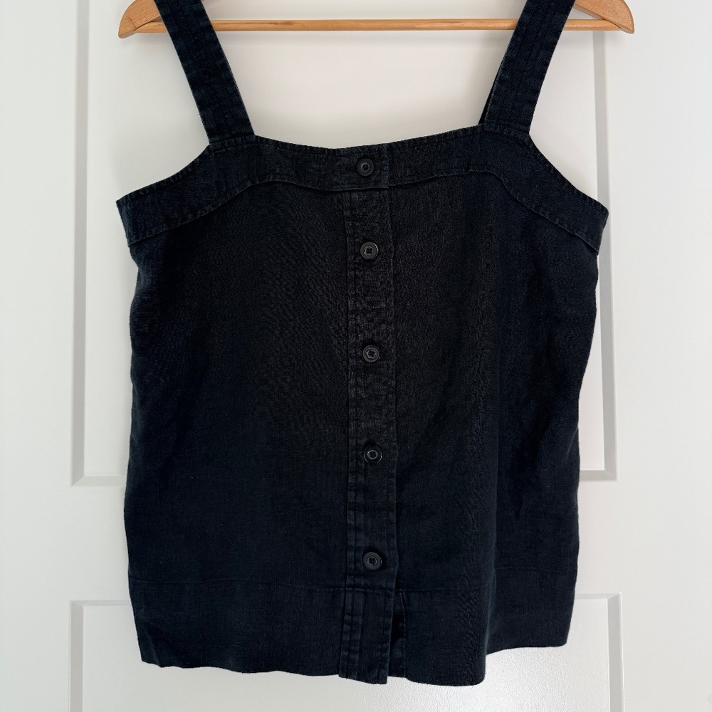 Everlane Black Linen Picnic Top